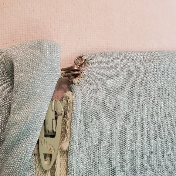 Vintage 70s Womens Sz Medium Mint Green Long Sleeve‎ Maxi Hostess Dress V-neck - Picture 6 of 12